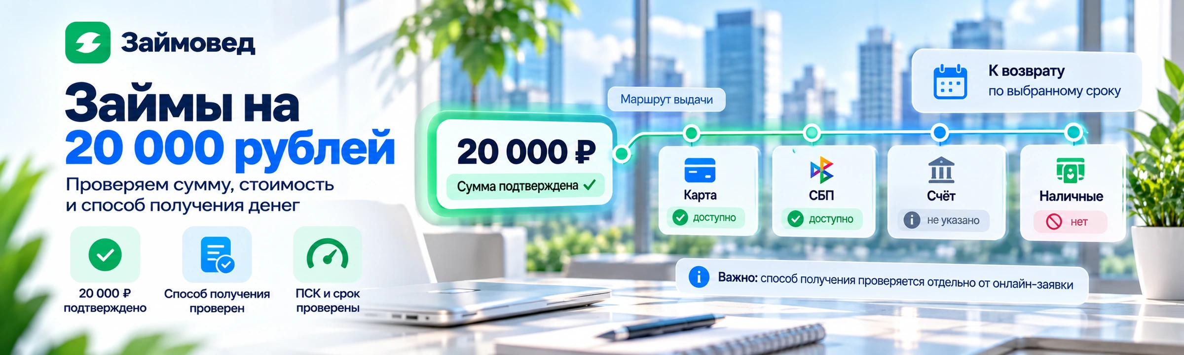 Займы на 20 000 рублей — сравнение ПСК, срока и способов получения