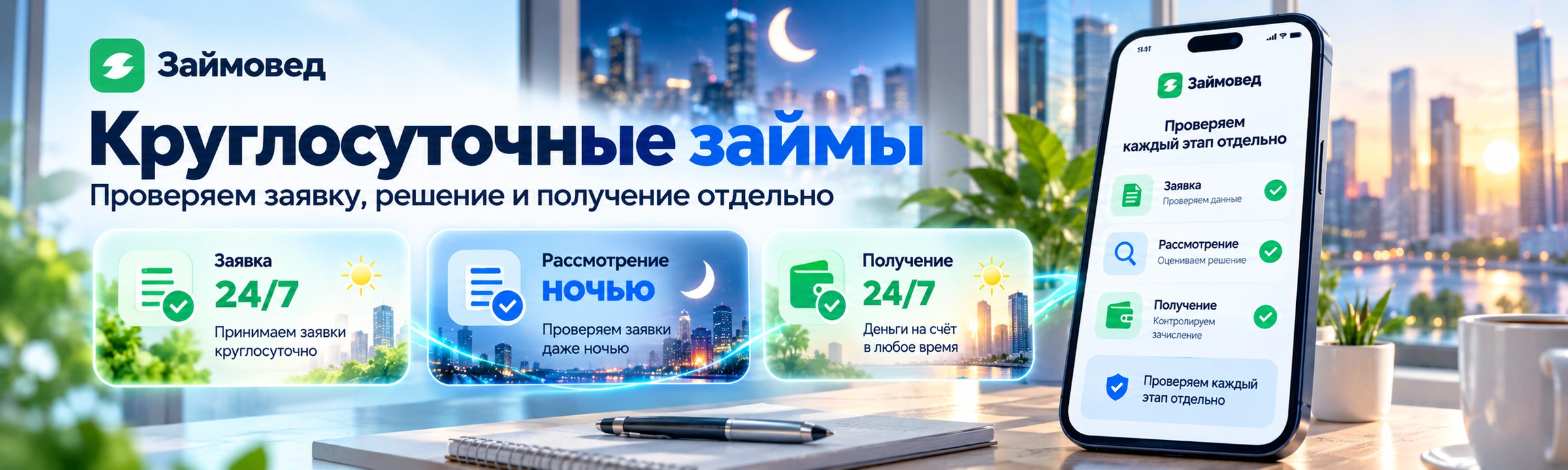 Круглосуточные займы онлайн — проверка заявки, решения и выдачи 24/7