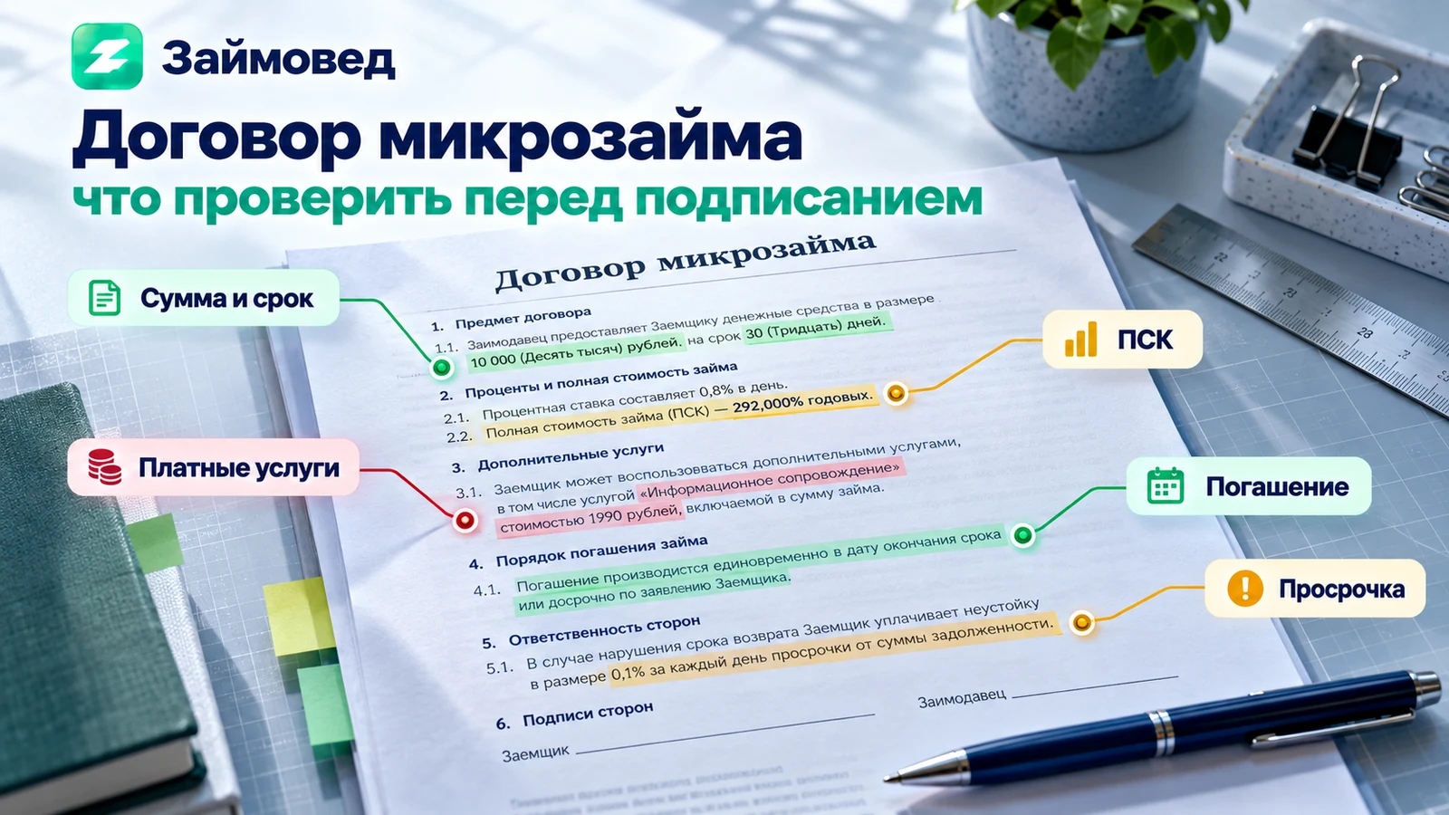 Договор микрозайма — что проверить перед подписанием в МФО