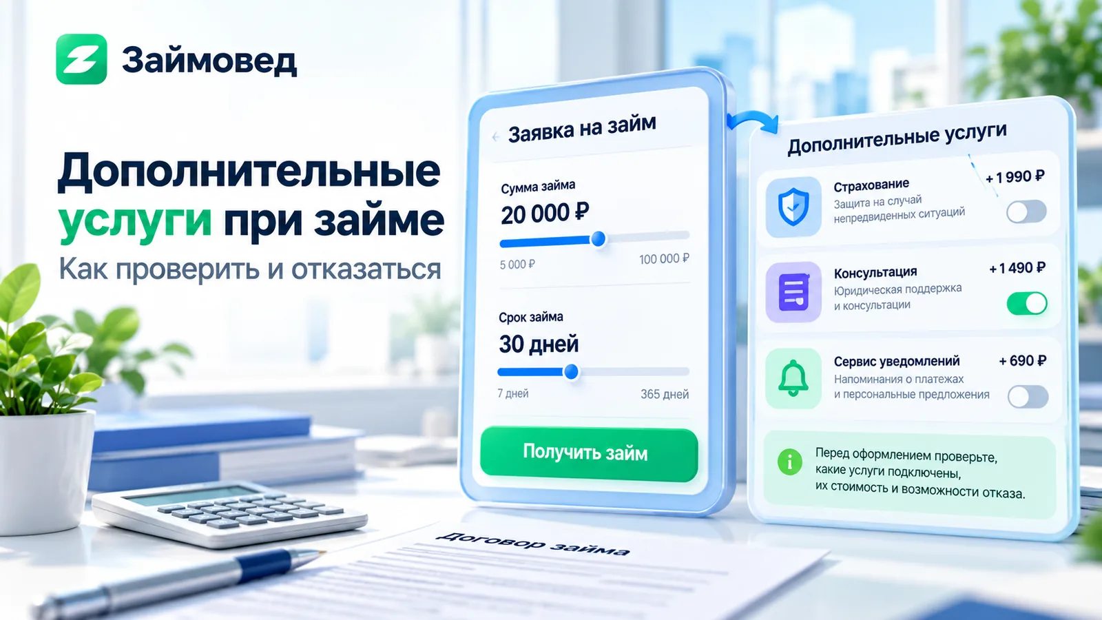 Дополнительные платные услуги при оформлении займа в МФО